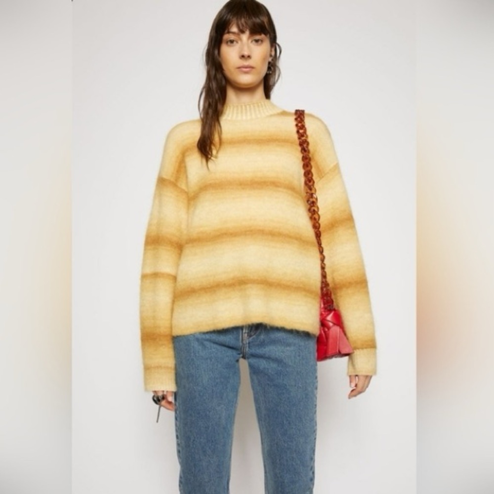 ACNE STUDIOS MOHAIR BLEND STRIPED MOCK NECK OMBRÉ SWEATER ✨